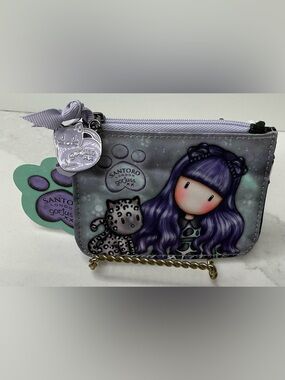 Coin wallet with Card Holder Gorjuss London Purple Hair Doll zipper new